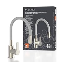 EISL Flexo Edelstahl/Grau Flexible Spültischarmatur, biegsamer Wasserhahn für die Küche, hoher Auslauf mit Soft-Touch-Schlauch, 360 Grad schwenkbar, Wasserhahn Küche flexibel, NI186FLNIG