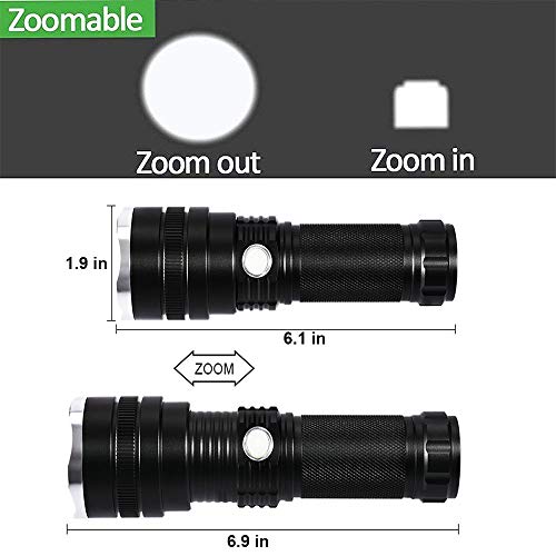 Powerful Flashlights Super Bright P50 LED Rechargeable Flashlight, LUXNOVAQ USB Zoomable Hand Torch Light 6000 Lumen Waterproof Tactical Flashlight with Battery & 3 Modes Best for Outdoor Camping - Thumbnail 7