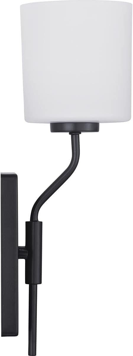 Progress Lighting Tobin Collection 1-Light Etched White Glass Modern Bath Vanity Light Matte Black