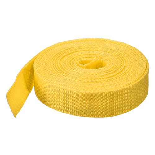 Image of MECCANIXITY Lightweight Polypropylene Webbing Strap 1 1 /4 inch 10 Yard Backpack Strapping Band Dark Yellow for Outdoor Luggage Cargo Straps