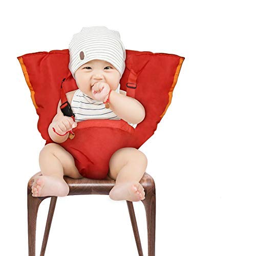 YISSVIC Portable Baby Feeding Chair Belt Toddler Safety Seat with Straps Child Chair Soft Belt Outdoor Portable Travel High Chair (Red)