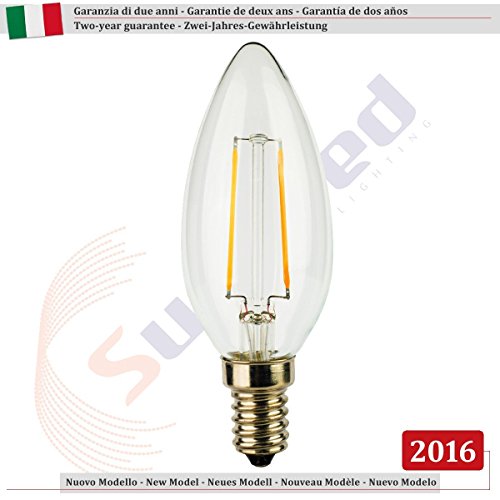 SUNSEED 6 X E14 3W (Equivalent to 32W) Sapphire Filament LED Candle Light Bulb C35 Warm White 2700K, Pack of 06 - Warm White 2700k - Image 3