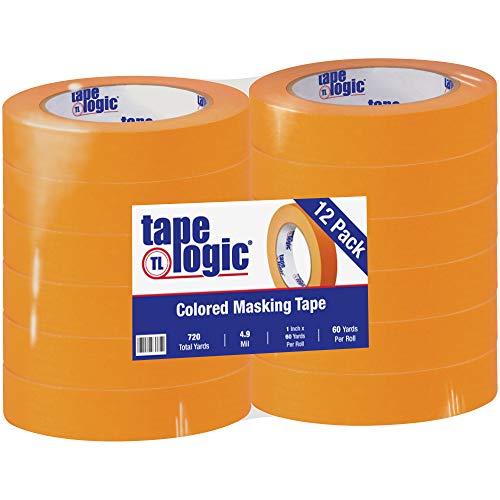 Image of Aviditi Tape Logic 1 Inch x 60 Yards, General Purpose Colored Masking Tape, Orange (Pack of 12) - Great for Home, Office, Arts, Crafts, DIY, Labeling and Coding