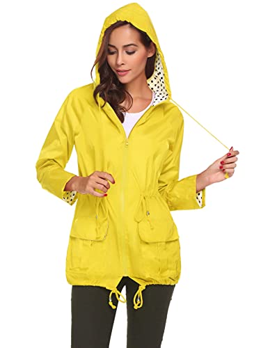 Soteer Rain Jacket Womens Waterproof Raincoat with Hood Lightweight Packable Ladies Outdoor Hooded Windbreaker