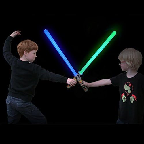 Laser Sword’s for Kids (2 Pack) - Double Bladed Light Saber Toy with Sounds – Blue/Green Colors - 28" inch – Perfect for Star Wars Themed Party – 6 AAA Batteries Included (Replaceable)