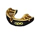 OPRO Protector Bucal Self-Fit Gold - Protector bucal - para Rugby, Hockey, Lacrosse, fútbol Americano, Baloncesto y más - Fabricado en Reino Unido (Negro/Oro, Adulto)