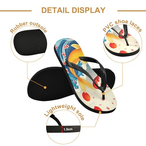 Burbuja Japanese Red Gold Fish Flip Flops for Women Men, Soft Thong Sandals Rubber Slippers for Pool Beach Essentials3