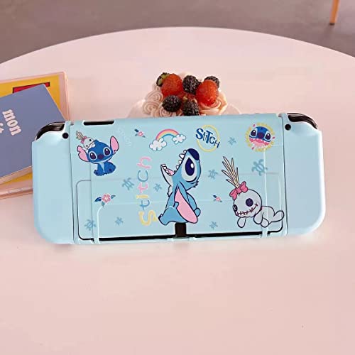Cute Stitch Case Compatible With Nintendo Switch Oled, Dockable Case Cover, Ergonomic Soft Tpu Grip Case For Joycon, Sparkle Skin Set #TOP1
