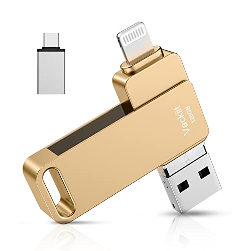Image of MFi Certified Photo Stick, 3 in 1 iPhone Flash Drive, Photo Stick for iPhone 256GB, Memory Stick for iPhone Photo Storage Thumb Drive External Storage Compatible for iPhone /PC /iPad /More Devices Gold