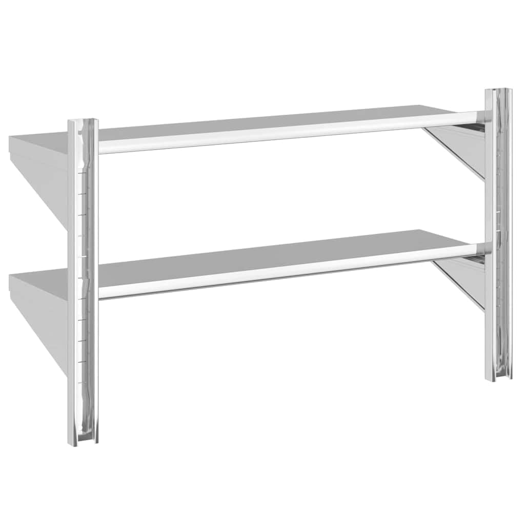 Solivagant Wandregal mit 2 Böden 100x30x60 cm Silbern Edelstahl, Möbel,Regalsysteme,Wandregale, 7.76 kg-30310