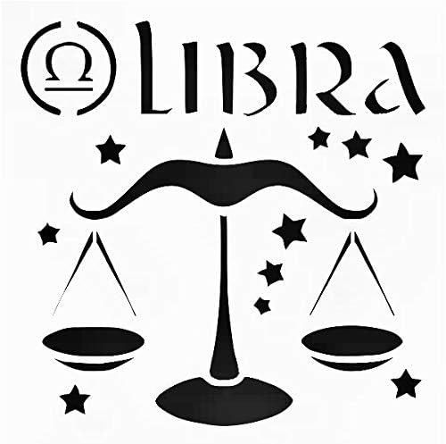 Zodiac Libra 10mil Reusable Sturdy Stencil Clear Custom Cut Plastic Sheet Template Cutout Sign DIY Supplies for Airbrush Painting Drawing 1-5.5x5.5 inch