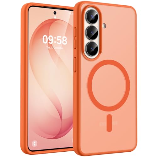 Image of TOCOL for Samsung Galaxy S26 Case, Compatible with Magsafe, Full Camera Protection, Built-in Magnetic Ring, Drop Protection, Translucent Matte Phone Case for S26 6.3 inch (Orange)