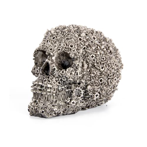 SARIHOSY] Adult Skull Model, Life Size Human Skull Model 1:1 - Realistic, Retro Screws, Halloween Skull Decorations Indoor,Resin Skull Head Props for Outdoor