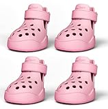 Dog Shoes: Non-Slip Waterproof Sandals for Hot Pavement & Winter, Breathable Perforated Boots, Large/Medium/Small Sizes, Ideal Paw Protector, Outdoor Clog Booties (Pink, Size 7: (2.87’’x2.4’’)(L*W))