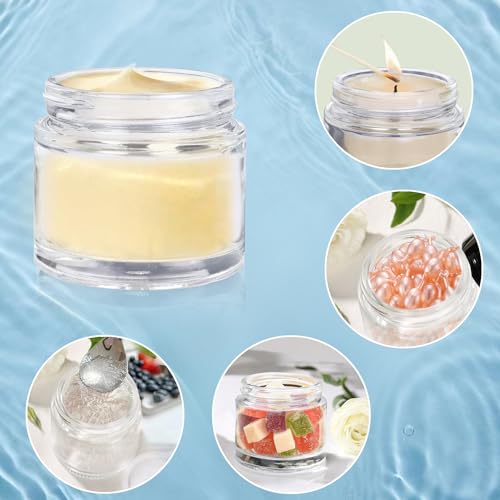 3 Pack Clear Small Glass Cosmetic Jars with Lids - 60 ml Empty Glass Makeup Containers for Sample, Cream, Lotion, Powder (2 OZ)4