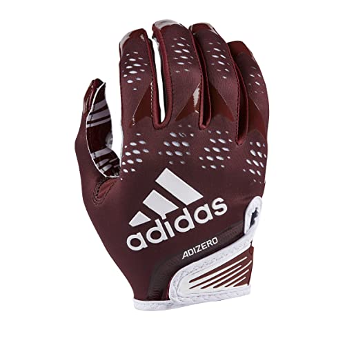 adidas Adizero 12 Adult Football Receiver Gloves, Maroon/White, Small - image 1