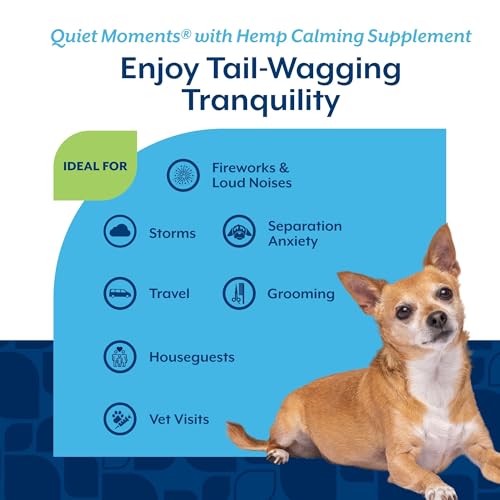 NaturVet Quiet Moments Calming Aid Dog Supplement, Helps Promote Relaxation, Reduce Stress, Storm Anxiety, Motion Sickness for Dogs (Quiet Moments Plus Hemp, 180 Soft Chews) - Image 5