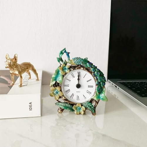 Vintage-Mini-Analog-Table-Clock-Silent-Small-Table-Clock-with-Hand-Painted-Metal-Body-and-Battery-Operated-Non-Ticking-Clock-Core-for-Shelf-Bedroom-Bedside-Desk-Gift-Clock Vintage Mini Analog Table Clock Silent Small Table Clock with Hand Painted Metal Body and Battery Operated Non Ticking Clock Core for Shelf Bedroom Bedside Desk Gift Clock