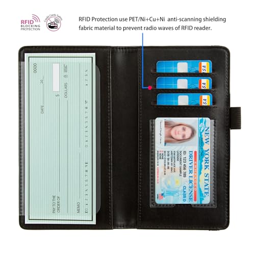 Image of checkbook cover,Checkbook Cover for Duplicate Checks,RFID Checkbook Register Cute Wallet women Men Credit Card Holder (Rose Skull)