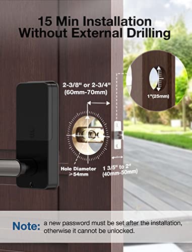 Fingerprint Door Lock, Bluetooth App Smart Lock With Anti-Peeping, Keyless Entry Door Lock With Handle, Electronic Digital Door Lock, Biometric Door Lock, Smart Lock For Front Door, Home, Apartment #TOP5