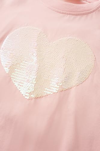 Girls' Short Sleeve T-Shirt with Sequin Heart Design, Yellow4