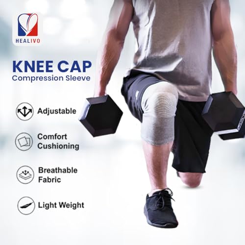 Image of Knee Cap Pair for Pain Relief & Knee Support | Compression Knee Sleeves & Braces for Gym, Sports, Workout, Running, Cycling & Exercise | Men & Women | M