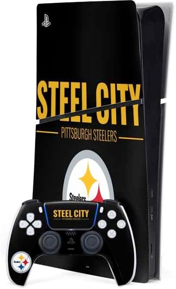Skinit Decal Gaming Skin Compatible with PS5 Slim Digital Edition Bundle - Officially Licensed NFL Pittsburgh Steelers Design
