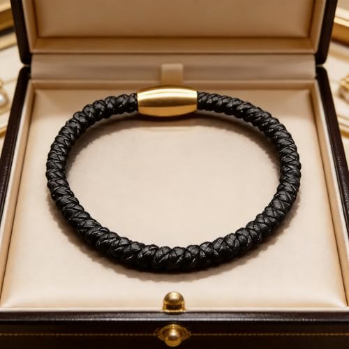 Pulsera de cuero para hombre con cierre de acero inoxidable miniatura 3