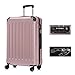 YONSLY Premium Reisekoffer TSA-Schloss,YKK-Reißverschluss Hartschalen-Koffer Trolley Rollkoffer Suitcase Handgepäck 4 Rollen (Roségold, XL)