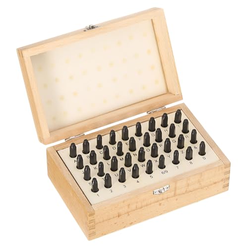 Image of sourcing map 36pcs 40Cr Alloy Steel Stamps Set 5/64" (2mm) A-Z / 0-8 / "&" Symbol Number Letter Punch Press Tool Steel Reverse Punch Stamp with Wood Case for Plastic Wood Leather