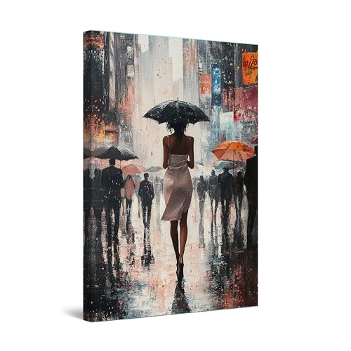 Startonight Quadro su Tela Luminoso - Donna Elegante con Ombrello, Quadri Moderni Astratti per Camera da Letto, Stampe Incorniciate 60x90 cm, Decorazione Parete, Idea Regalo Elegante Luminoso