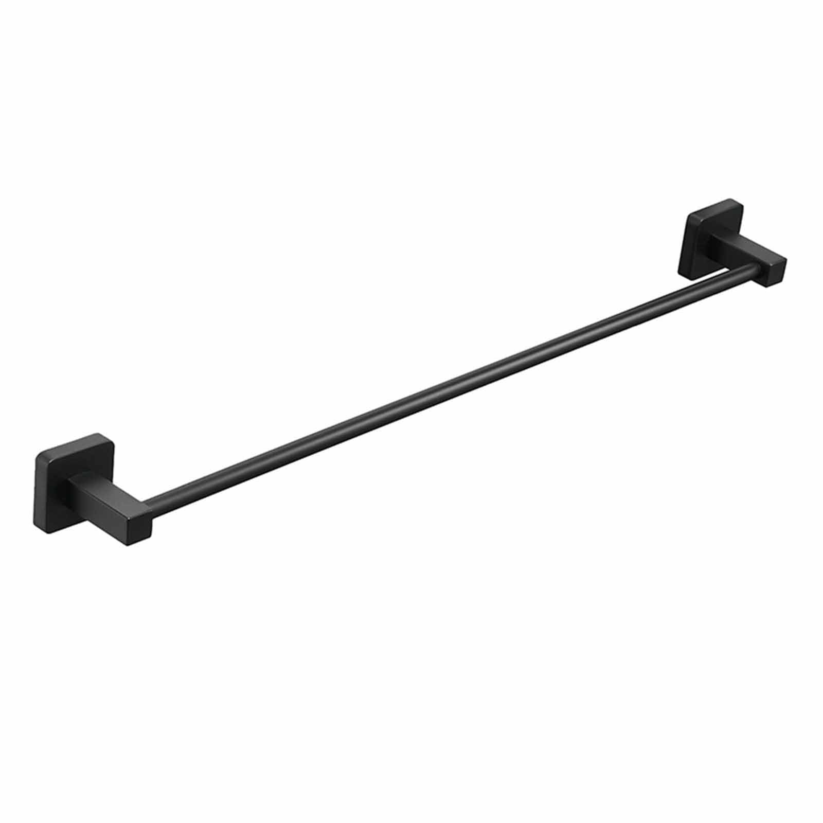 Barre à serviettes noire de 60cm en acier inoxydable carré pour salle de bain sans perçage