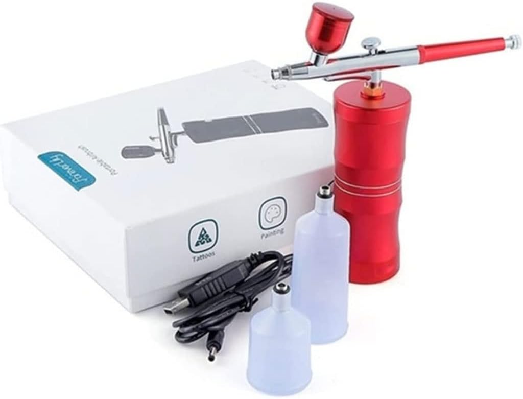 Airbrush Kit Airbrush Kit Mini Facial Airbrush Compressor Kit Air-Brush Spray Gun for Nail Art Paint Cake Makeup for Nail Art, Makeup, Painting, and Cake Decorati(Yellow)