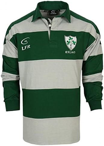 LFR Malham Irish Long Sleeve Striped Rugby Jersey Forest Green and Grey (XXXL)