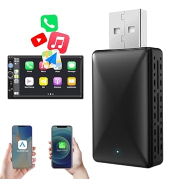 Adaptador CarPlay sem fio 2 em 1 e adaptador automotivo sem fio para Android - Dongle sem fio Plug & Play rápido e fácil para compatibilidade com Carplay USB A/USB C, conexão rápida, atualização