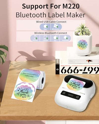 Image of Phomemo Circle Labels,1.96 inch, Use for M110 /M100 /M220 /M108, Rainbow, 140 PCS | 1 Roll Multi-Purpose 50x50mm Color Gradient Thermal Stickers for Kids & School, Barcode, Logo, Business, Home, Organization