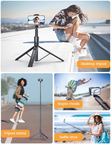 ANXRE 71" Phone Tripod, NT79 Extendable Selfie Stick with 1/4" Camera Mount for Cell Phone＆Camera, Phone Tripod Stand Holder with Remote Compatible with iPhone Android, Camera