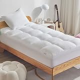 SLEEP ZONE Mattress Topper Twin Size, Extra Thick Fitted Mattress Pad for Back Pain, Plush and Support Mattress Cover, Deep Pockets Mattress Protector, Hotel Quality (White, Twin)