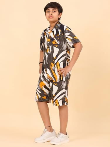Image of Ninos Dreams Boys Cotton Rayon Halfsleeves Coord Set with Shirt & Shorts /Boys Vacation wear /boys co ord set /Boys Tropical print Shirt & Shorts set /Boys Clothing Set