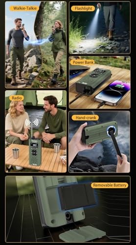 Kaito Voyager Ranger Walkie Talkies Long Range Rechargeable Dynamo Crank 2-Way Radios with AM FM NOAA Weather Alerts Flashlight SOS Outdoor Communication for Camping Hiking Emergency (2-Pack) (Green) - Image 5