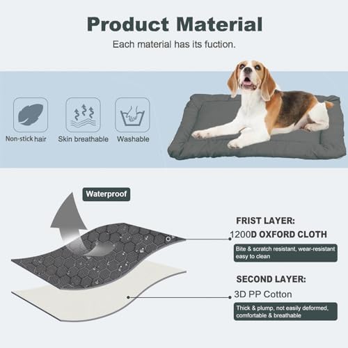 Outdoor Travel Dog Bed Waterproof Anti-Slip,Portable Roll Up Dog Beds for Camping,Durable Ripstop 1200D Nylon Fabric Dog Crate Pad Easy to Clean for Car,Sofa and Cage,deep grey,36โณx25โณ Outdoor Travel Dog Bed Waterproof Anti-Slip,Portable Roll Up Dog Beds for Camping,Durable Ripstop 1200D Nylon Fabric Dog Crate Pad Easy to Clean for Car,Sofa and Cage,deep grey,36โณx25โณ