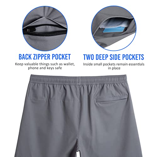 Image of maamgic Mens Workout Shorts 2 in 1 Stretch 5 inch / 7 inch Gym Shorts Running Shorts with Compression Liner Zip Pocket