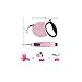 Triumilynn Rhinestone Retractable Dog Leash Bling 10ft, Cat Walking Leash Pink for Small Breed, Gift Waste Bags Dispenser Included, 360° Tangle-Free