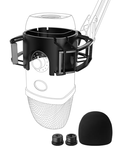 Etour Custom Built for Blue Yeti X Shock Mount 2025 Upgrade Anti-Vibration Suspension Elastic Shock Mount Holder Clip Mics Stand with Screw Adapter Compatible with Yeti X Microphone