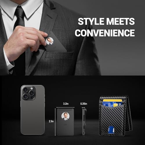 Anti theft wallet for men, Durable Slim Aluminum Card Trackable Wallet (IOS Only) with Customized Electronic photo/Text information, Slim RFID Credit Card Holder (Oxidized Black)4