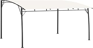Gecheer Garten Pergola Pavillon Terrassendach Gartenpavillon Sonnenschutz für Terrasse und Freistehender, Carport-Pavillon, Grillpavillon, Markise als Vordach für Haustür 4x3x2,55 m Cremeweiß