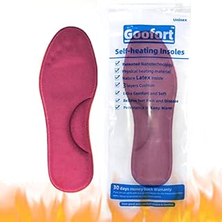 Goofort Self-Heating Heated Insoles Thermal Pain Relief Feet Warmer Latex Memory Foam Shoe Inserts Replacement for Trainers,Boots Walking,Running Women and Men