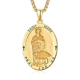 24K Gold-Plated St Saint Mark Medal for Men Lion Sterling Silver Medalla De San Marco Necklace Medallion Protection Jewelry Religious Gifts