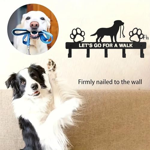 YILANJIN Schlüsselhalter für Wand, Hundeleinen-Halter mit 5 Haken für Tür, Wandmontage Organizer Rack für Outdoor-Ausrüstung, Schlüsselhalter aus Metall für Wohnzimmer,Küche, Garderobe (Schwarz