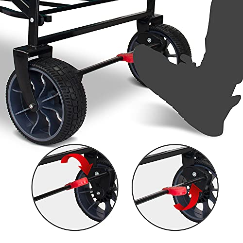 TMZ Opvouwbare bolderkar, all-terrain tuinwagen met voetrem, gepatenteerde brede autobanden, vouwwagen, 90 l handwagen… - Image 6